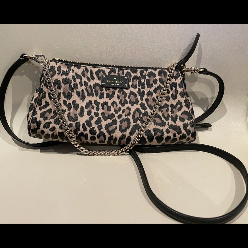 Kate Spade Cheetah Print Crossbody bag with Gold Chain and Leather Strap Options